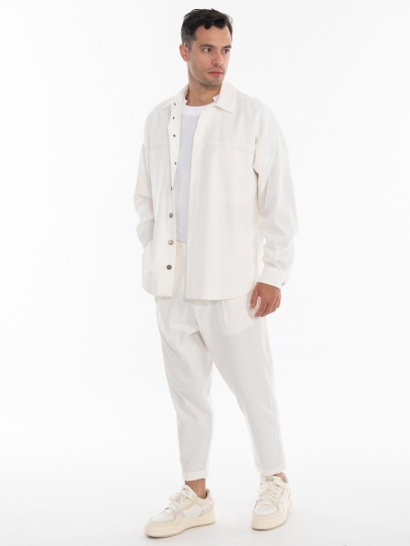 NINETEEN Πουκάμισο - Jacket K24-1001 Λευκό NINETEEN - 10