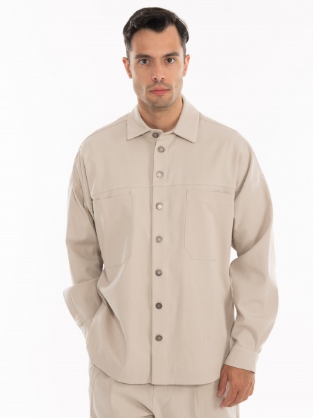 NINETEEN Πουκάμισο - Jacket K24-1001 Μπεζ NINETEEN - 1