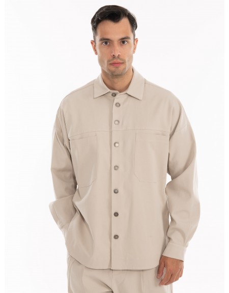 NINETEEN Πουκάμισο - Jacket K24-1001 Μπεζ NINETEEN - 1