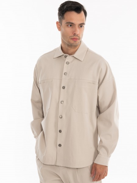 NINETEEN Πουκάμισο - Jacket K24-1001 Μπεζ NINETEEN - 2