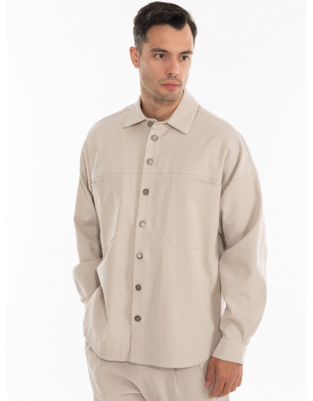 NINETEEN Πουκάμισο - Jacket K24-1001 Μπεζ NINETEEN - 2