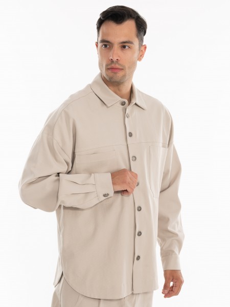 NINETEEN Πουκάμισο - Jacket K24-1001 Μπεζ NINETEEN - 3