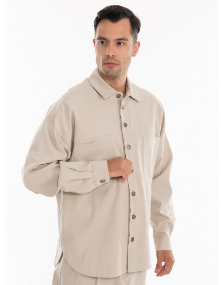 NINETEEN Πουκάμισο - Jacket K24-1001 Μπεζ NINETEEN - 3