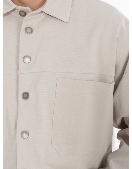 NINETEEN Πουκάμισο - Jacket K24-1001 Μπεζ NINETEEN - 5