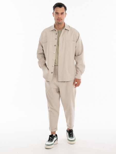 NINETEEN Πουκάμισο - Jacket K24-1001 Μπεζ NINETEEN - 10