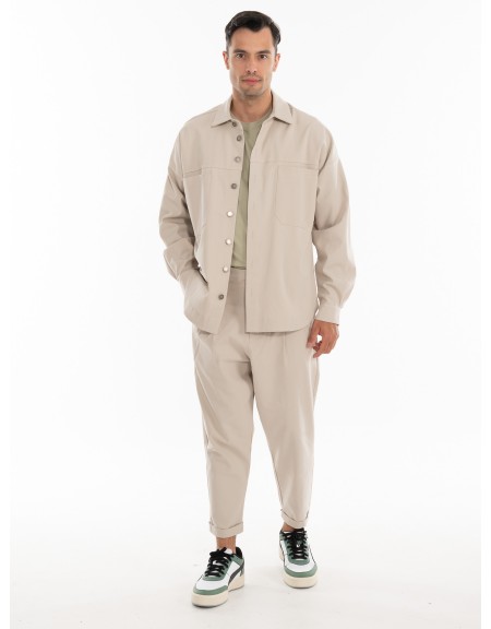 NINETEEN Πουκάμισο - Jacket K24-1001 Μπεζ NINETEEN - 10