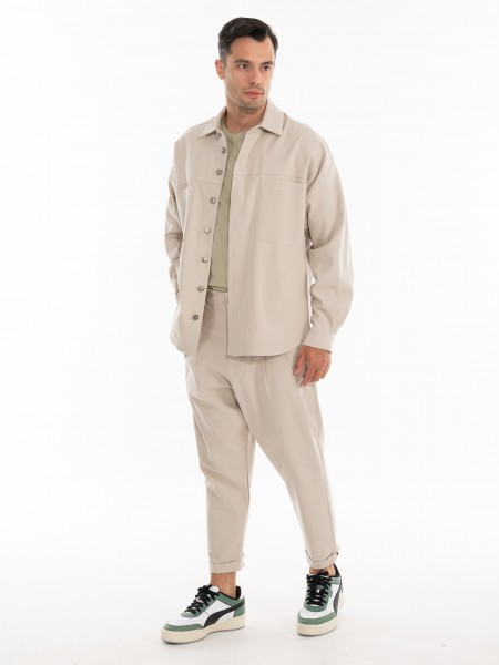 NINETEEN Πουκάμισο - Jacket K24-1001 Μπεζ NINETEEN - 11