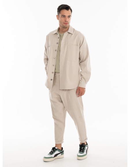 NINETEEN Πουκάμισο - Jacket K24-1001 Μπεζ NINETEEN - 11