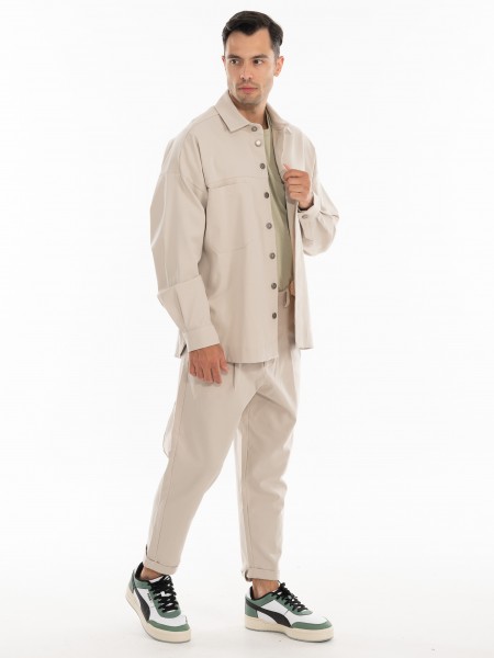 NINETEEN Πουκάμισο - Jacket K24-1001 Μπεζ NINETEEN - 12