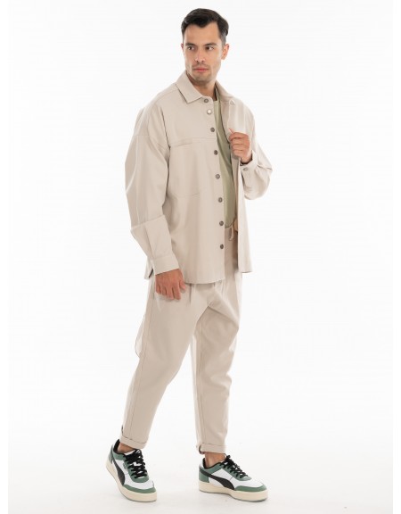 NINETEEN Πουκάμισο - Jacket K24-1001 Μπεζ NINETEEN - 12