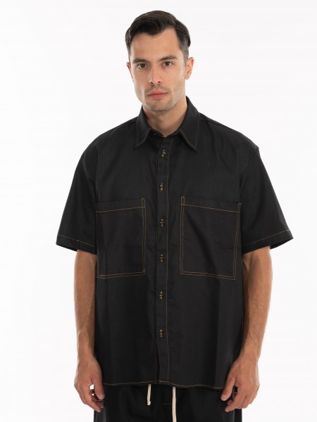 BLACK CIRCUS Jean Short Sleeve Shirt CAU3024S Black BLACK CIRCUS - 2
