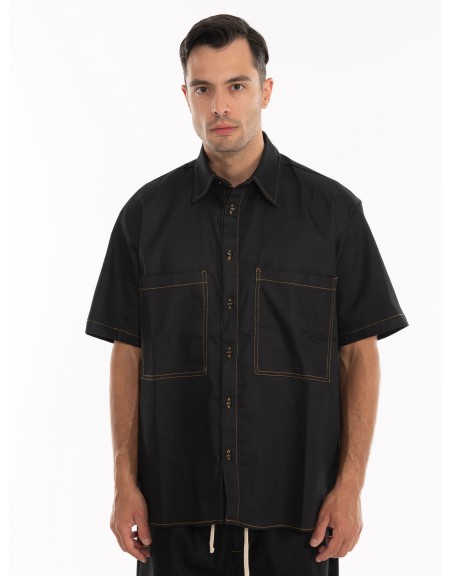BLACK CIRCUS Jean Short Sleeve Shirt CAU3024S Black BLACK CIRCUS - 2