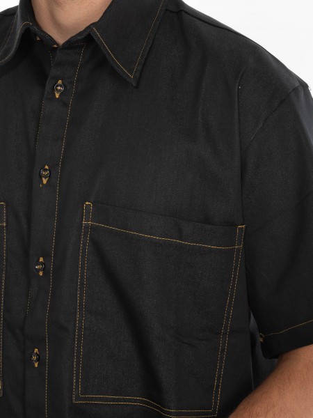 BLACK CIRCUS Jean Short Sleeve Shirt CAU3024S Black BLACK CIRCUS - 5