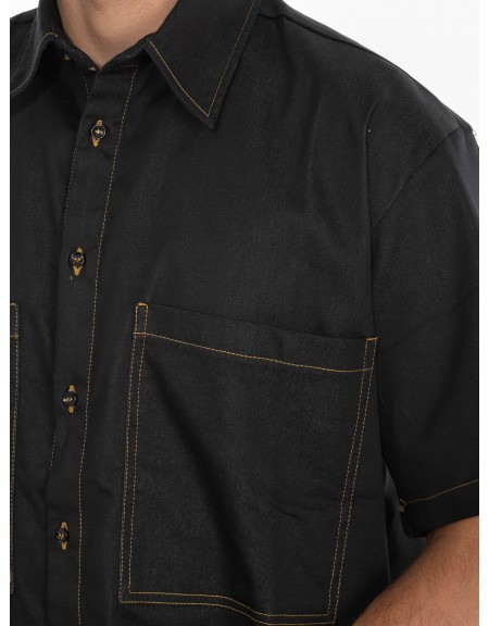 BLACK CIRCUS Jean Short Sleeve Shirt CAU3024S Black BLACK CIRCUS - 5