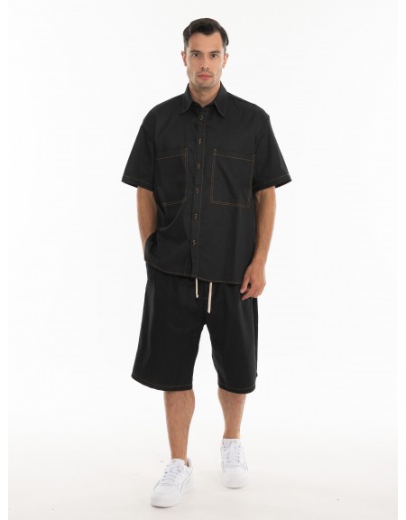 BLACK CIRCUS Jean Short Sleeve Shirt CAU3024S Black BLACK CIRCUS - 13