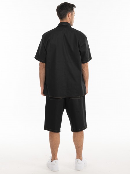 BLACK CIRCUS Jean Short Sleeve Shirt CAU3024S Black BLACK CIRCUS - 16