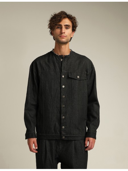 NINETEEN Jean Shirt - Jacket mao X24-1026 Black NINETEEN - 1
