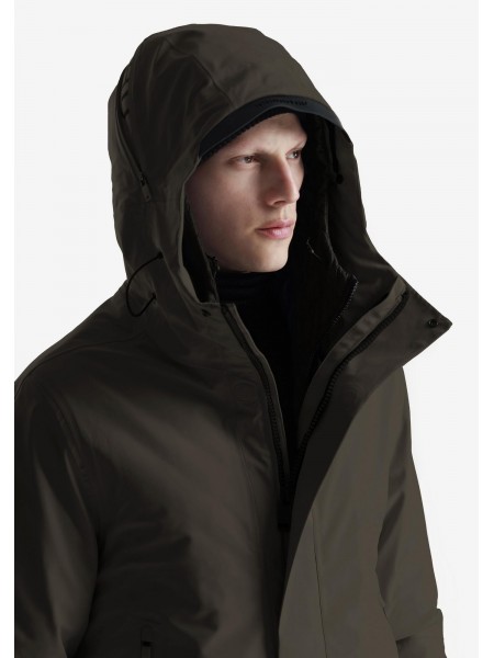 KRAKATAU Parka jacket QM481-59 STROFO MID-LENGTH Olive - Brown KRAKATAU - 4