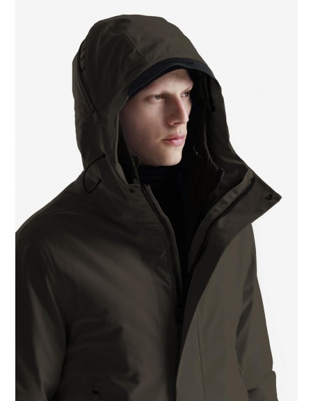 KRAKATAU Parka jacket QM481-59 STROFO MID-LENGTH Olive - Brown KRAKATAU - 4