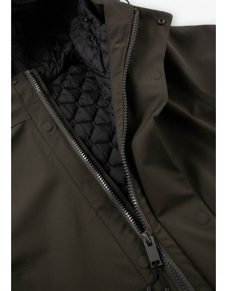 KRAKATAU Parka jacket QM481-59 STROFO MID-LENGTH Olive - Brown KRAKATAU - 7