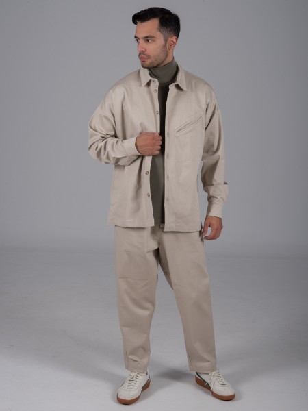 NINETEEN Πουκάμισο - Jacket X24-1021 Μπεζ NINETEEN - 2