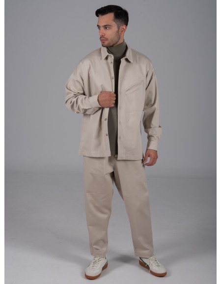 NINETEEN Πουκάμισο - Jacket X24-1021 Μπεζ NINETEEN - 2