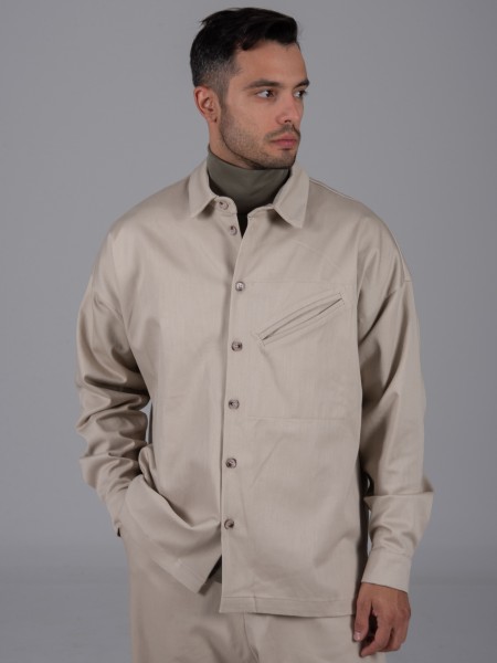 NINETEEN Πουκάμισο - Jacket X24-1021 Μπεζ NINETEEN - 4