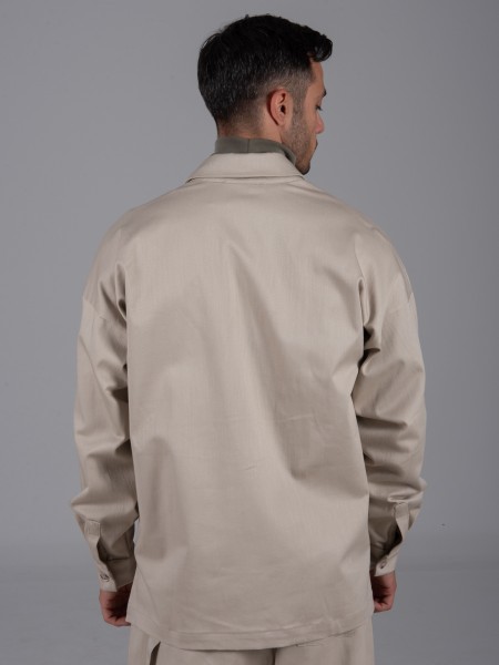 NINETEEN Πουκάμισο - Jacket X24-1021 Μπεζ NINETEEN - 5