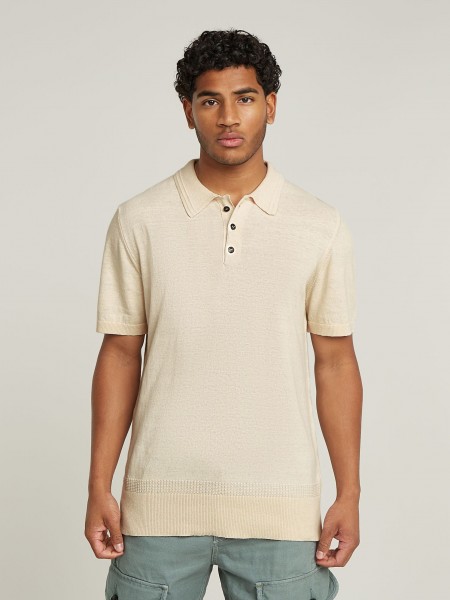 G-STAR RAW T-shirt Polo D25960-D997-1603 KNITTED POLO LINO YARN UNIT R Μπεζ G-STAR RAW - 1