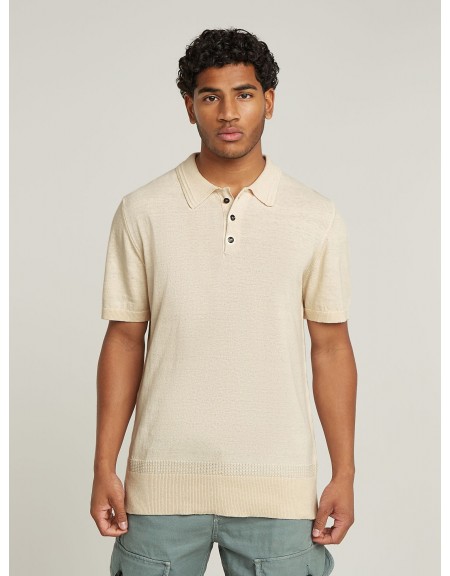 G-STAR RAW T-shirt Polo D25960-D997-1603 KNITTED POLO LINO YARN UNIT R Μπεζ G-STAR RAW - 1