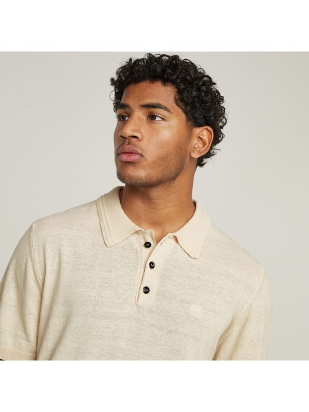 G-STAR RAW T-shirt Polo D25960-D997-1603 KNITTED POLO LINO YARN UNIT R Μπεζ G-STAR RAW - 5