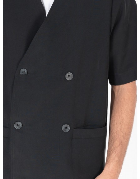 NINETEEN Short-sleeved cross-buttoned jacket K25-1015 Black NINETEEN - 3