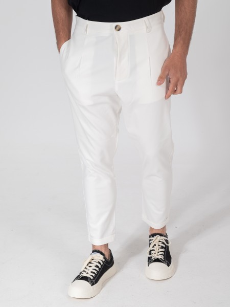 NINETEEN Παντελόνι K25-1004 Λευκό NINETEEN - 1