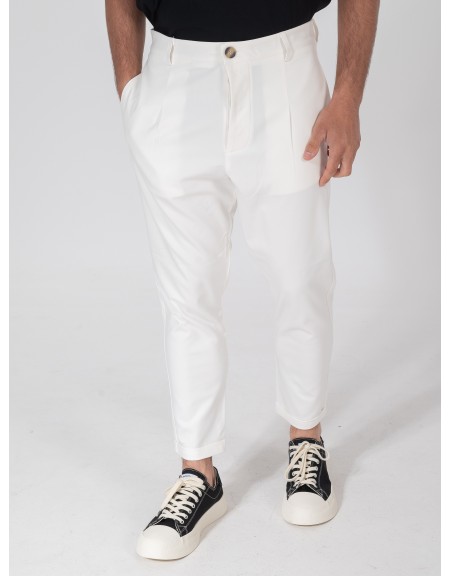 NINETEEN Παντελόνι K25-1004 Λευκό NINETEEN - 1