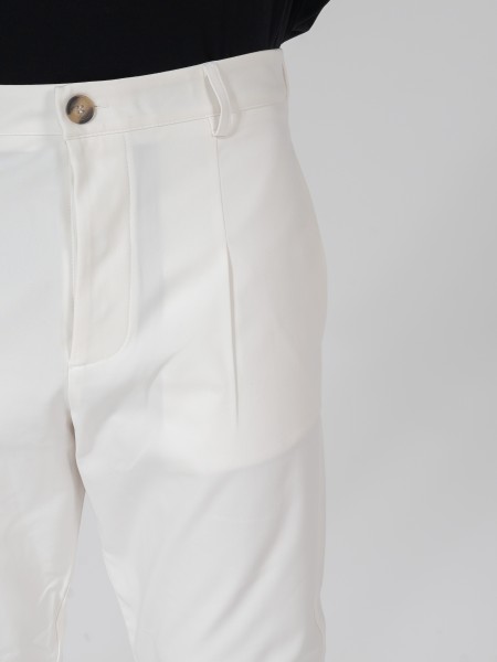 NINETEEN Παντελόνι K25-1004 Λευκό NINETEEN - 3