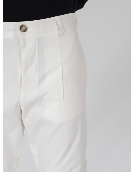 NINETEEN Παντελόνι K25-1004 Λευκό NINETEEN - 3