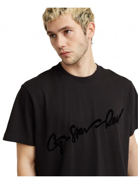 G-STAR RAW Φούτερ κοντομάνικο D25148-C784-6484  FLOCK G-SCRIPT LOOSE R T Μαύρο G-STAR RAW - 2