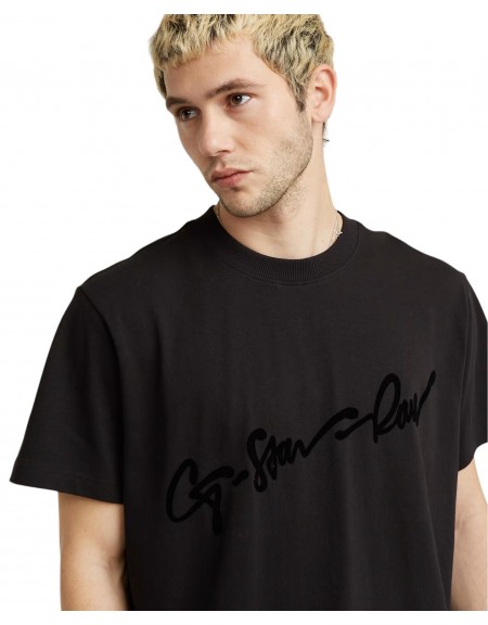 G-STAR RAW Φούτερ κοντομάνικο D25148-C784-6484  FLOCK G-SCRIPT LOOSE R T Μαύρο G-STAR RAW - 2
