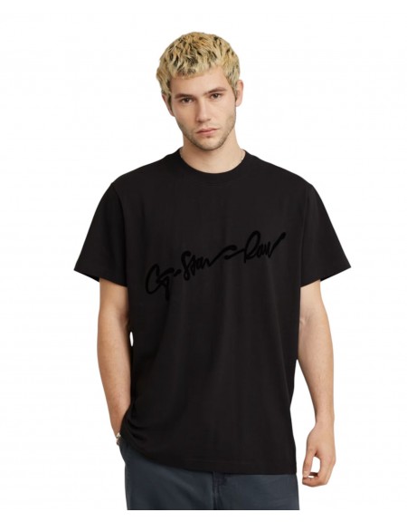 G-STAR RAW Φούτερ κοντομάνικο D25148-C784-6484  FLOCK G-SCRIPT LOOSE R T Μαύρο G-STAR RAW - 6