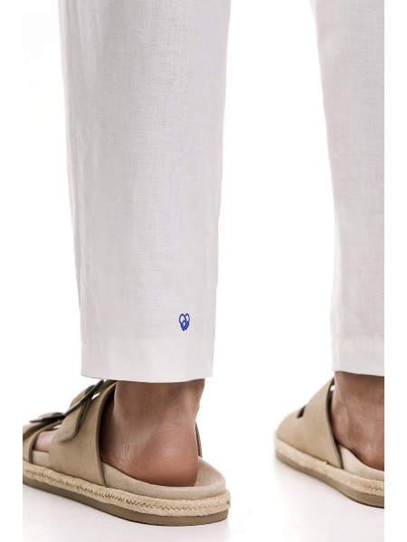 DIVERSE Linen pants 25044862416 White DIVERSE - 3