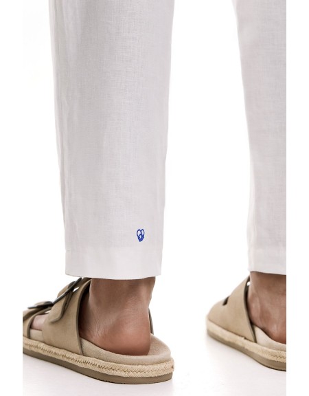 DIVERSE Linen pants 25044862416 White DIVERSE - 3