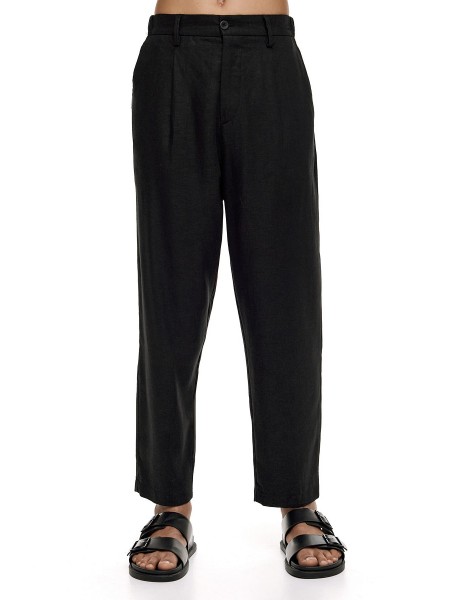 DIVERSE Pants linen 25044862416 Black DIVERSE - 1
