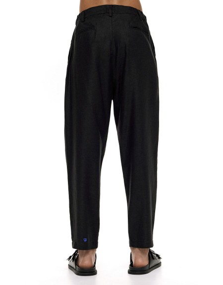 DIVERSE Pants linen 25044862416 Black DIVERSE - 2