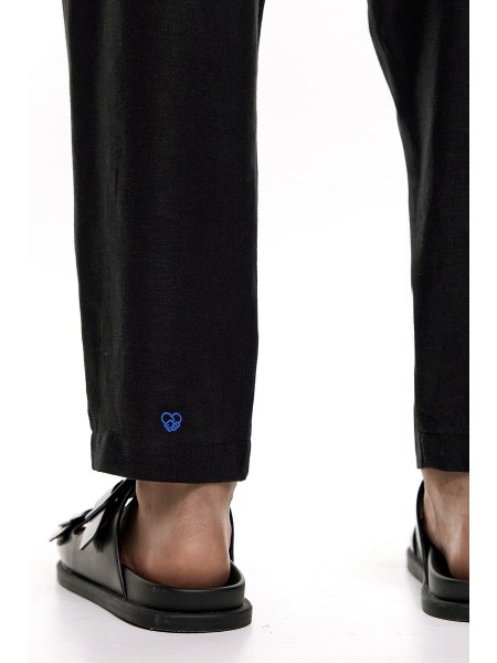 DIVERSE Pants linen 25044862416 Black DIVERSE - 3