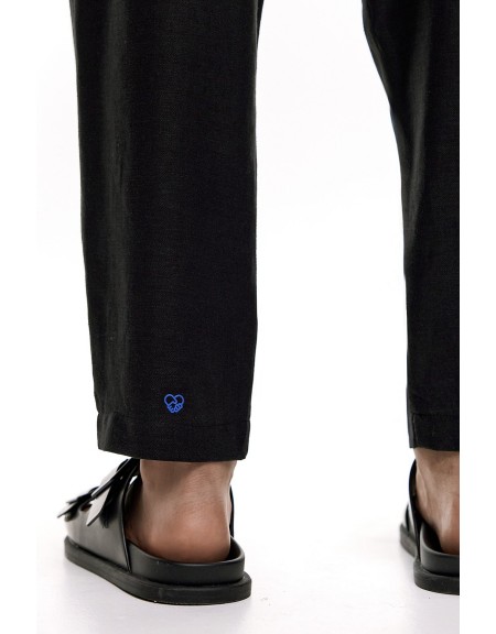 DIVERSE Pants linen 25044862416 Black DIVERSE - 3