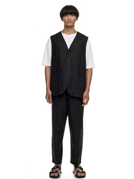DIVERSE Pants linen 25044862416 Black DIVERSE - 4