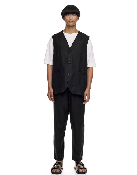 DIVERSE Pants linen 25044862416 Black DIVERSE - 4