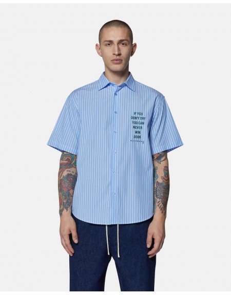 JOHN RICHMOND X Short sleeve shirt AVALON UMP25071CA Blue - White stripe JOHN RICHMOND - 1