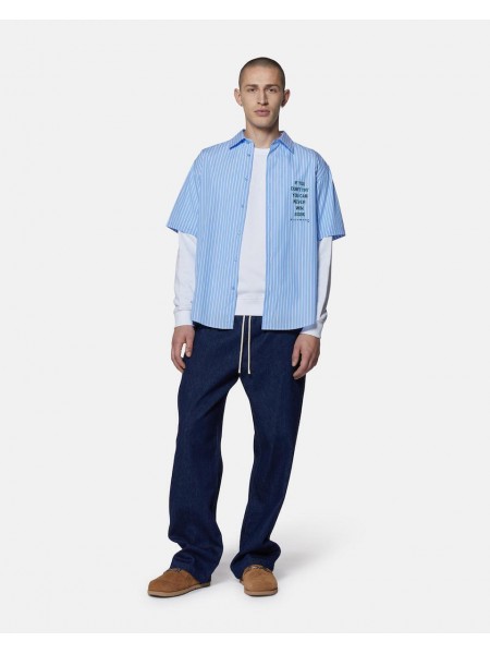 JOHN RICHMOND X Short sleeve shirt AVALON UMP25071CA Blue - White stripe JOHN RICHMOND - 3