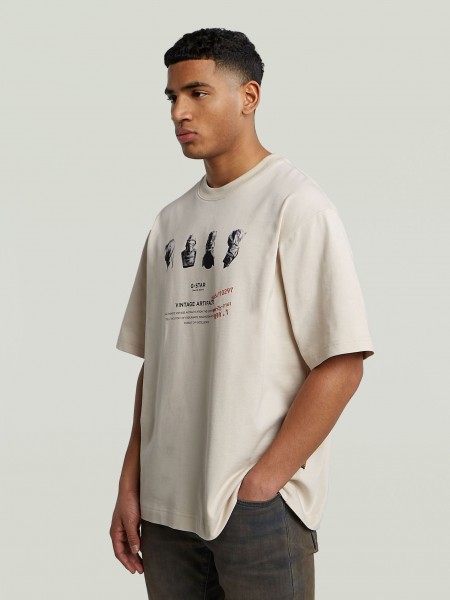 G-STAR RAW T-shirt D26842-D709-1603 PREMIUM JERSEY Beige G-STAR RAW - 2